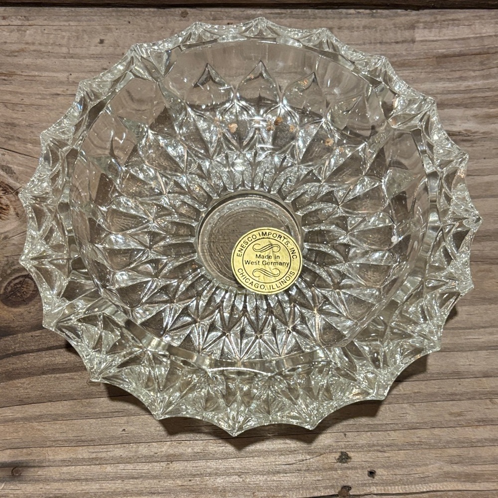 Enesco Crystal Ash Tray Enesco Imports made in Germany. 7 in 
.